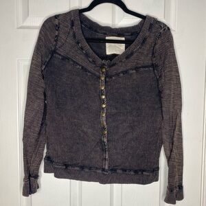 WE THE FREE‎ Long Sleeve Button Front Acid Wash Ling Sleeve Shirt Size XS